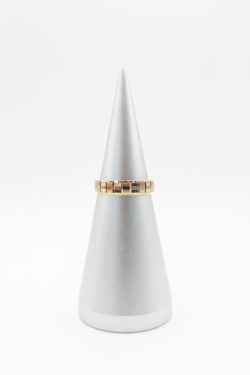 14k Solid Gold Tri-tone Disco Ring