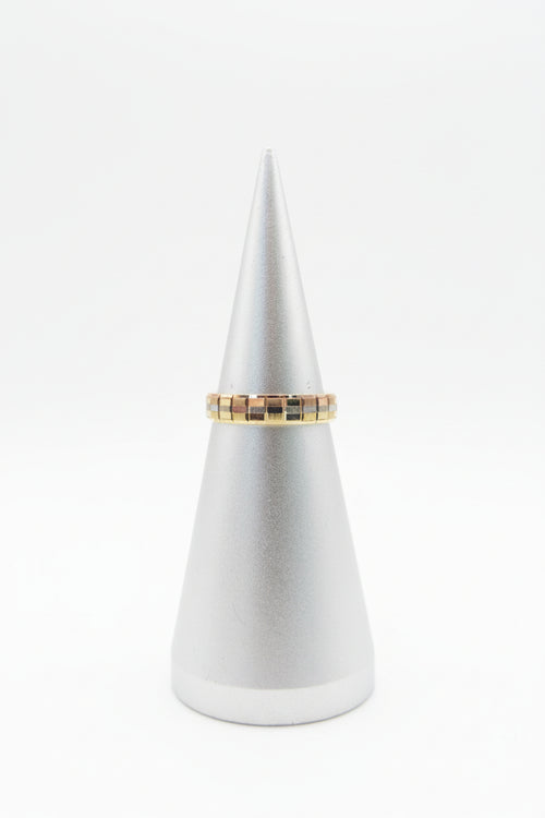 14k Solid Gold Tri-tone Disco Ring