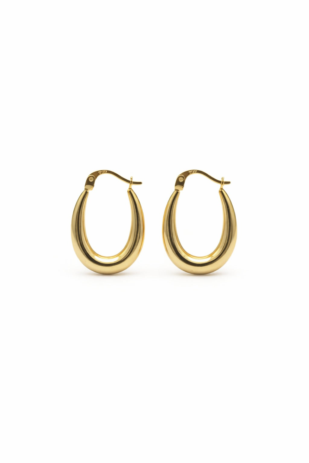 14K Solid Gold Oval Hoop Earrings