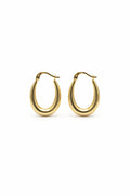 14K Solid Gold Oval Hoop Earrings