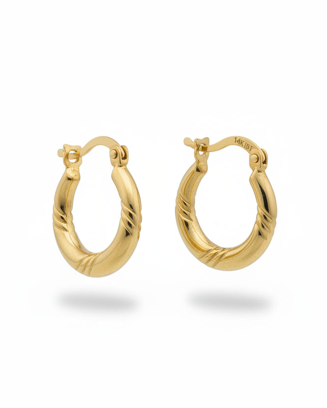 14k Solid Gold Round Hoop Earrings