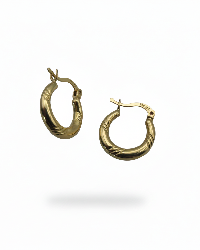 14k Solid Gold Round Hoop Earrings